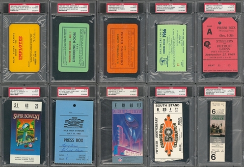 1950-85 NFL Single Game Pass And Ticket Stub Collection- Lot Of 15 (PSA)